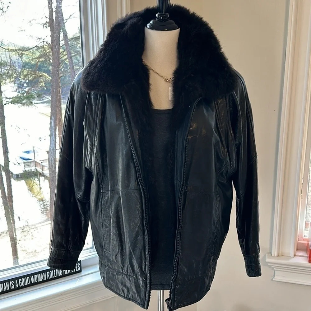 Vintage Marc by Andrew Marc Leather Jkt, lined w/removable NZ Opossum fur vest